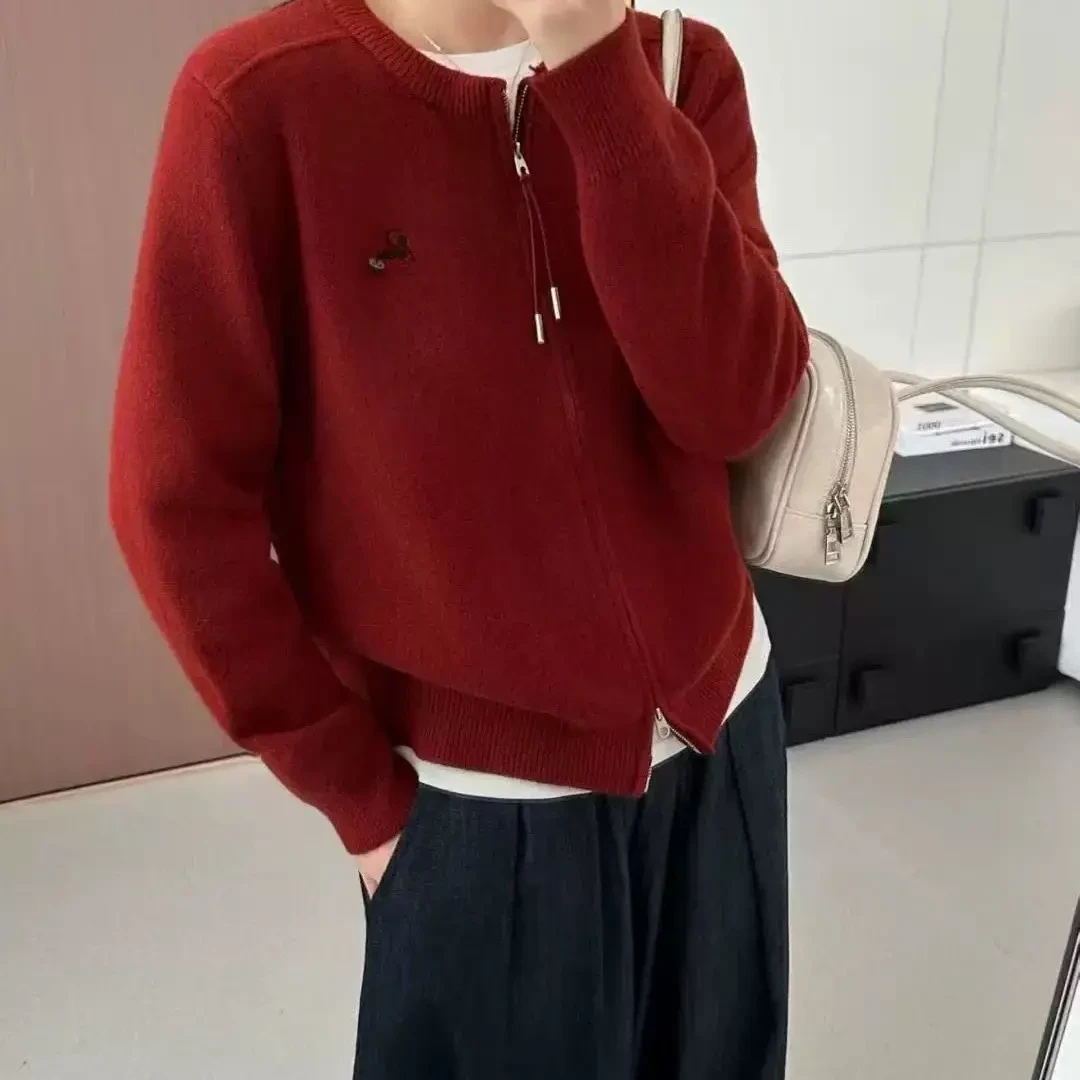 054秋冬新款韩系慵懒风加厚针织开衫女时尚
