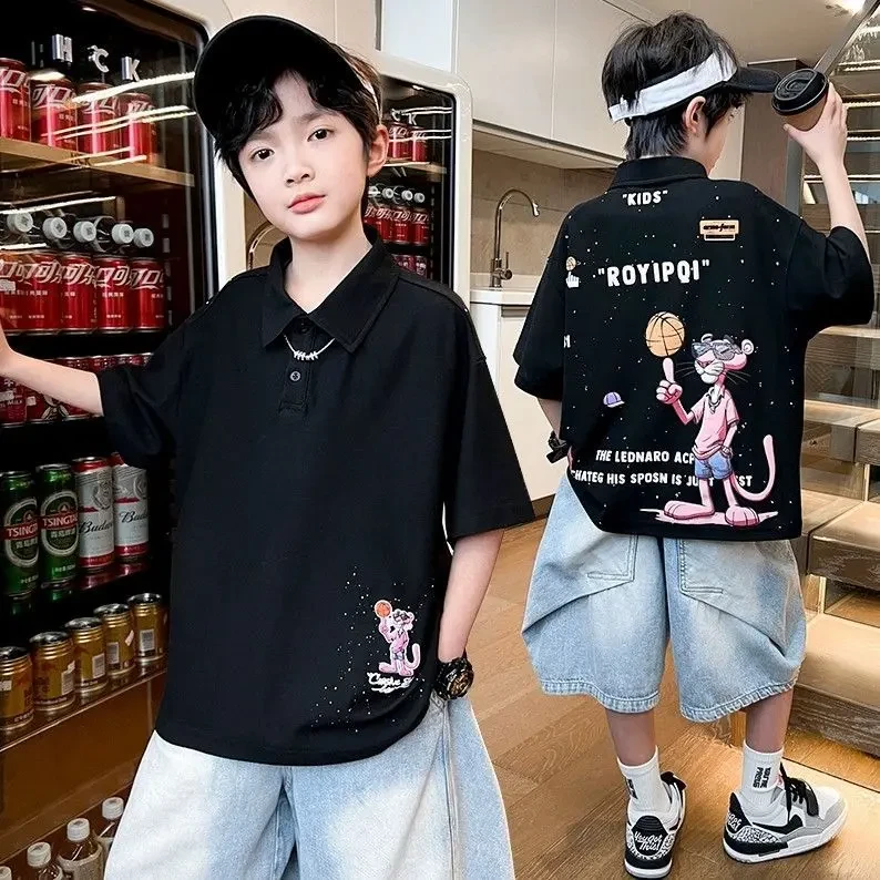男童夏装短袖T恤2025新款夏季POLO衫中大儿童男孩夏款上衣酷帅潮t