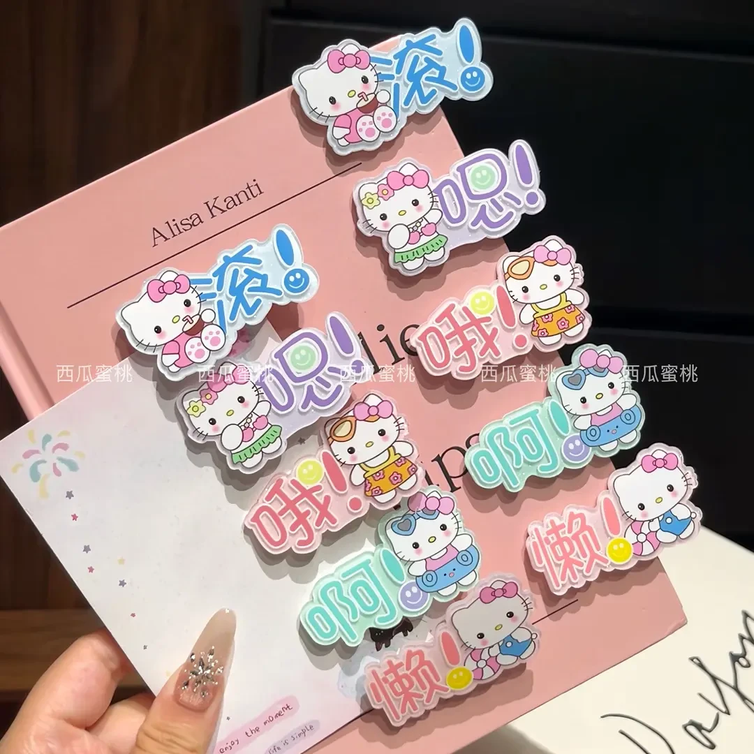 Q搞怪糖果色文字猫咪发夹日系甜美百搭少女风侧边鸭嘴夹发卡发饰
