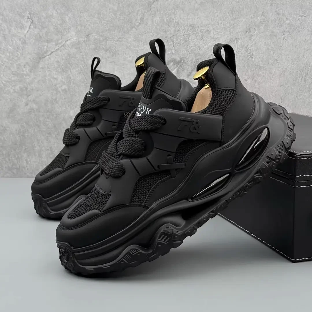 男士低帮厚底网面透气老爹鞋增高耐磨鞋子男款爆款2025新款增高鞋