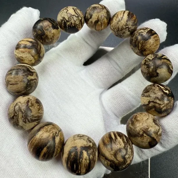 沉香17mm手串 虎斑纹