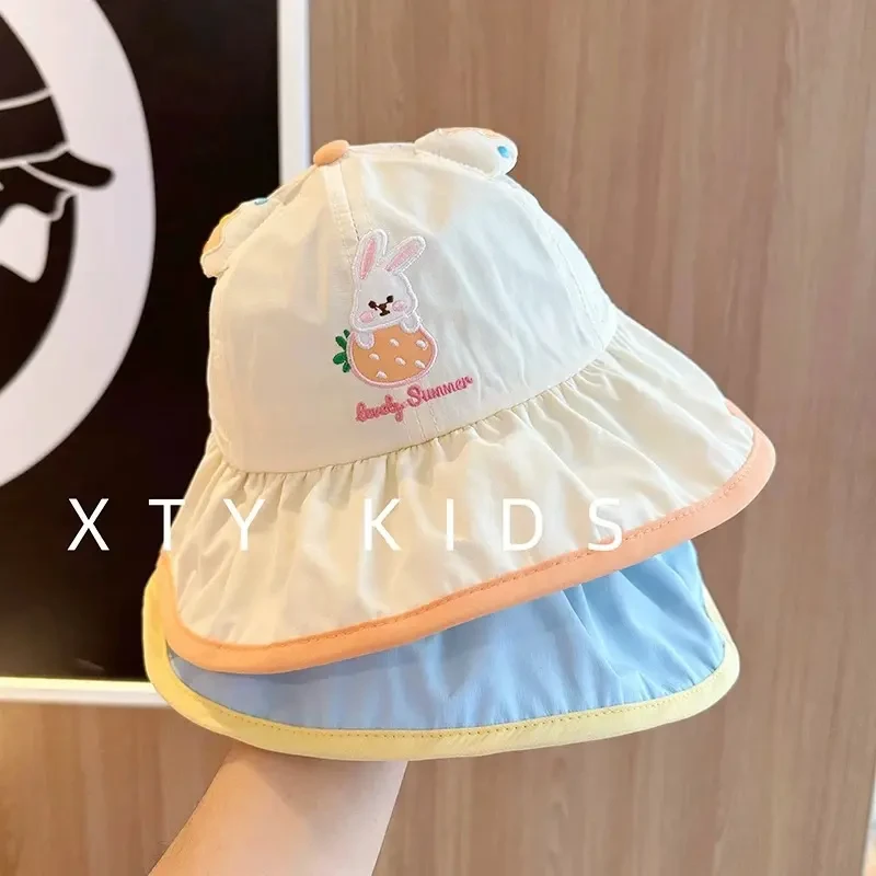 儿童帽子春夏季薄款大檐遮阳帽女宝宝出游可爱甜美女童防晒渔夫帽