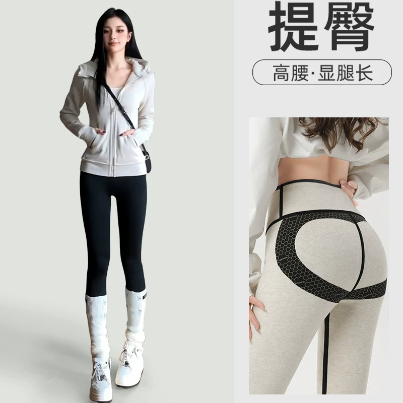 加绒鲨鱼裤女外穿2025秋冬季特厚保暖棉裤毛毛蚕丝新款黑色打底裤