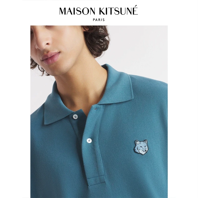【折扣甄选】Maison Kitsune男女同款 大胆玩色狐狸纯色POLO短袖