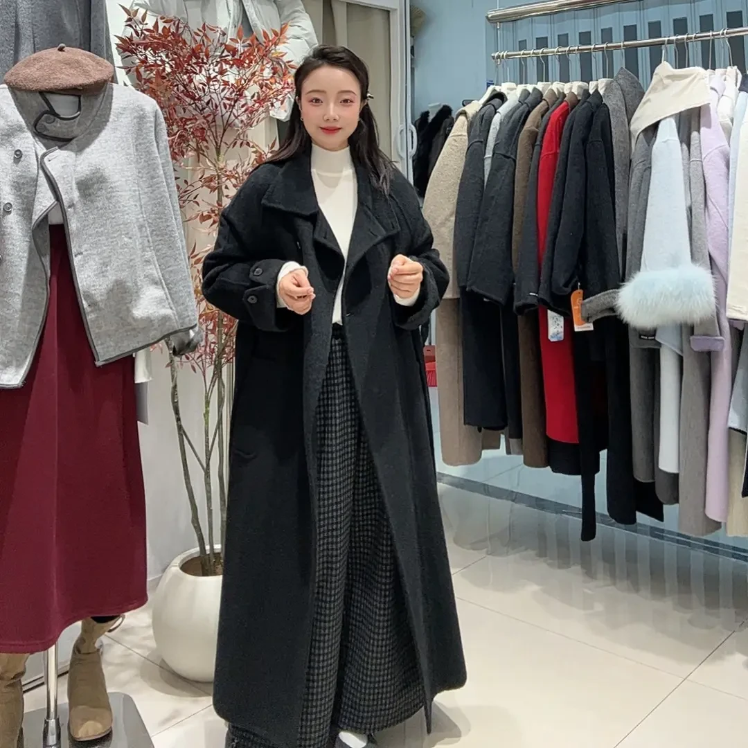 冬款长毛双面尼羊毛大衣