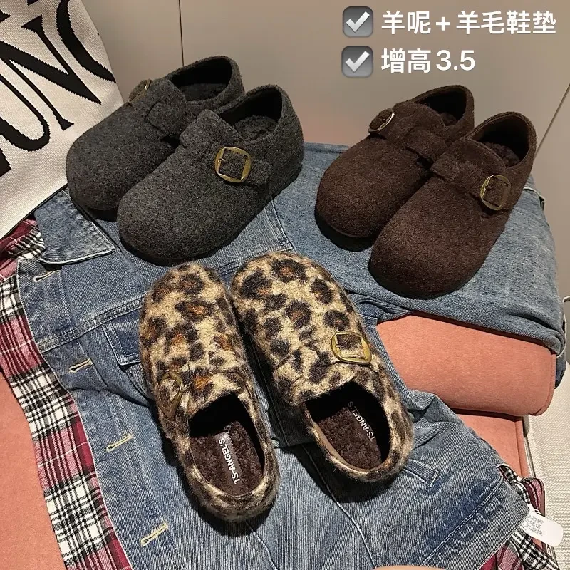 TS/TS休闲鞋女2025秋冬新款一蹬加绒保暖复古时尚简约勃肯鞋