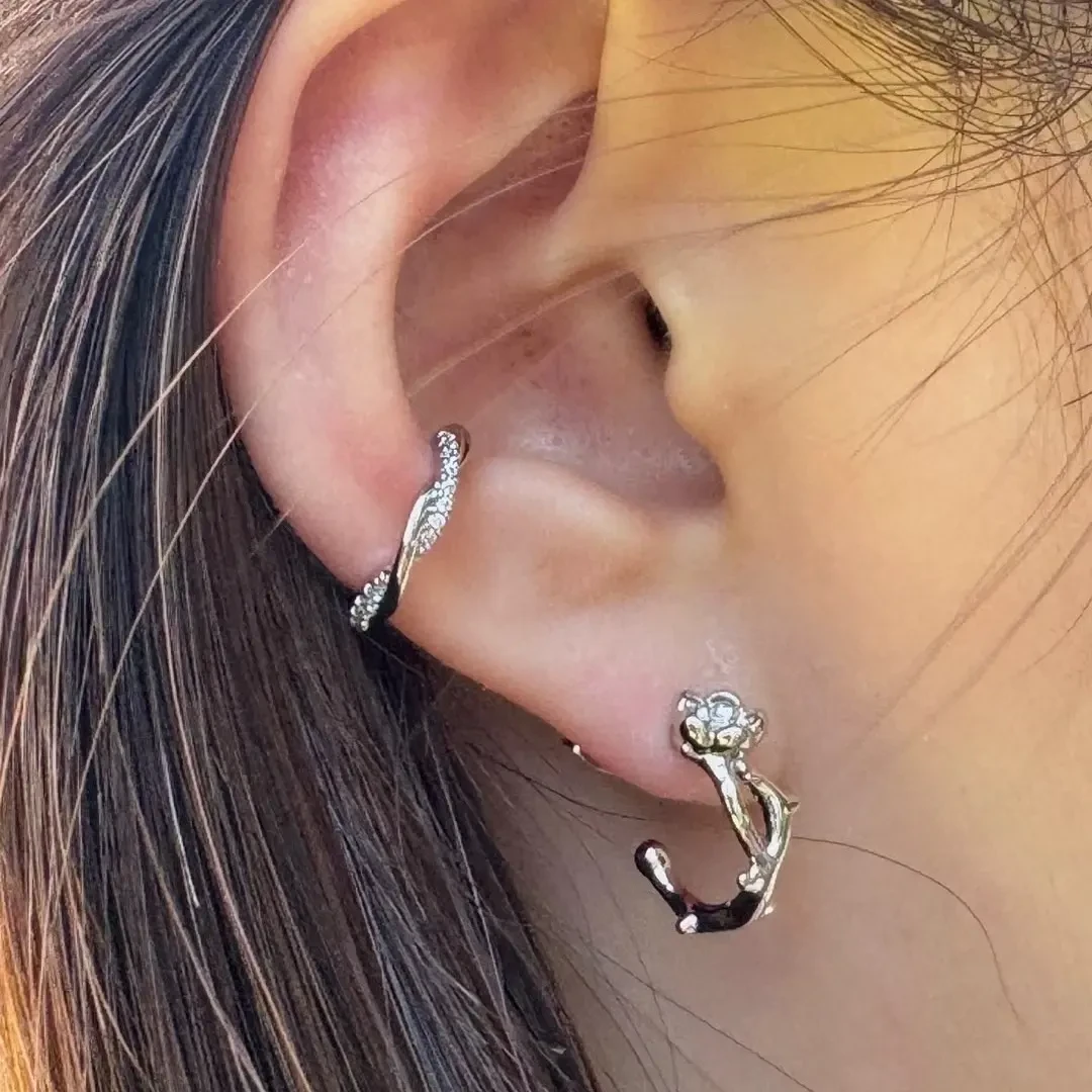 铜合金耳饰 21011 双色仙鹿耳钉 银色底