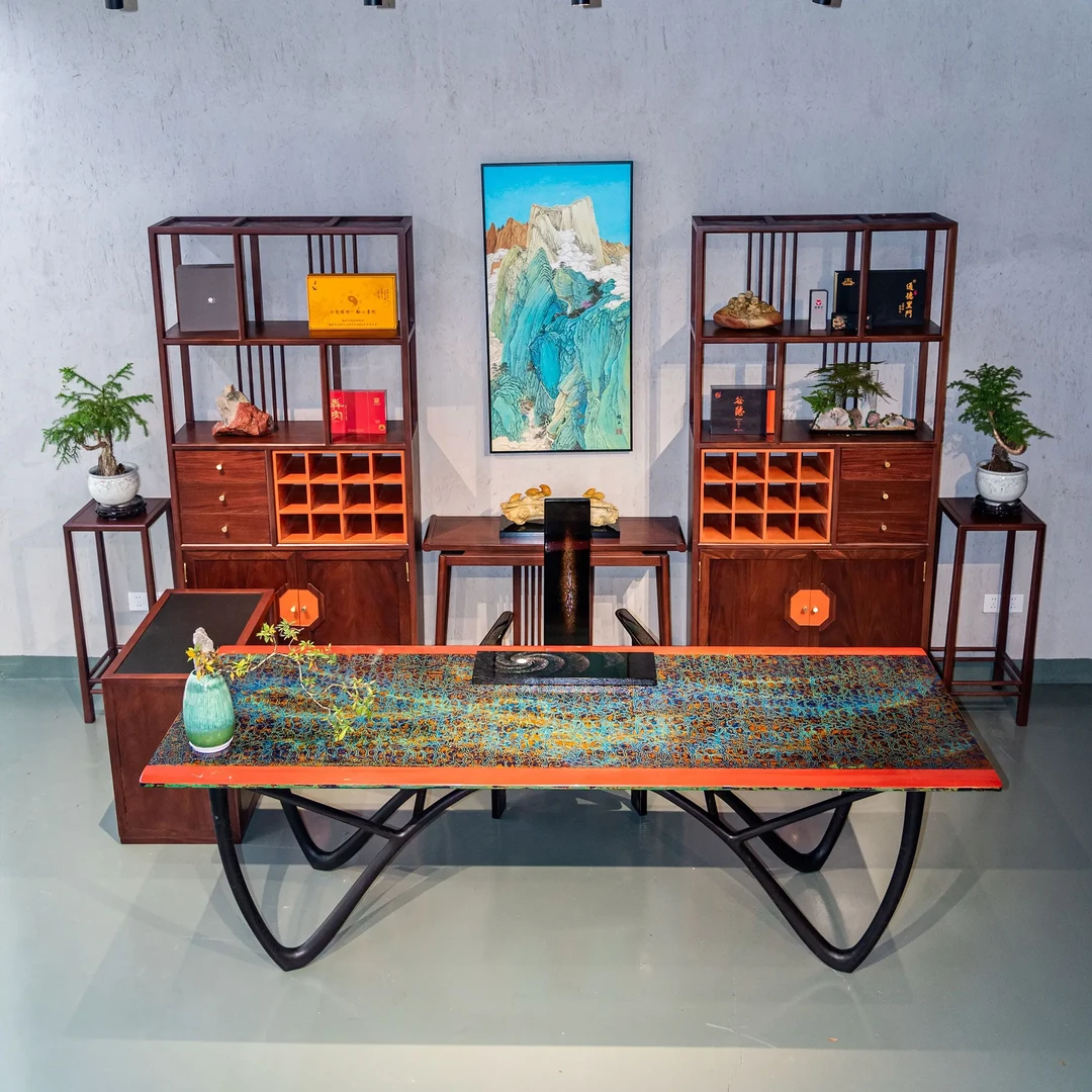 极彩大漆多功能实用大漆大板可作茶桌餐桌书桌办公桌