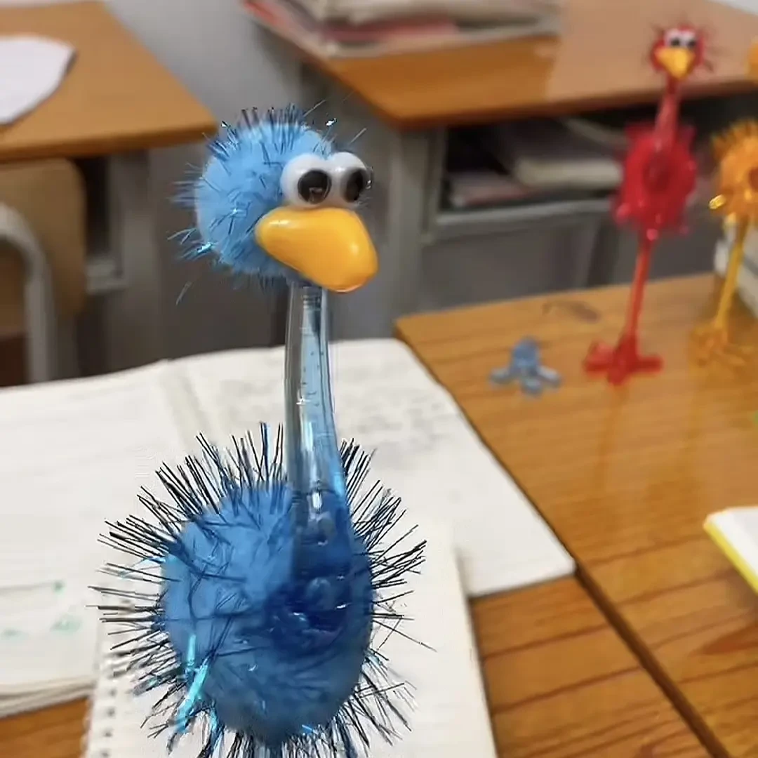 【网红爆款】创意新奇特学生搞怪笔韩版卡通鸵鸟圆珠笔抽象玩具礼品