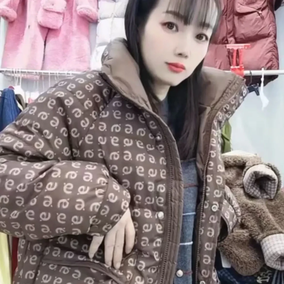 时尚印花短款冬季保暖棉衣