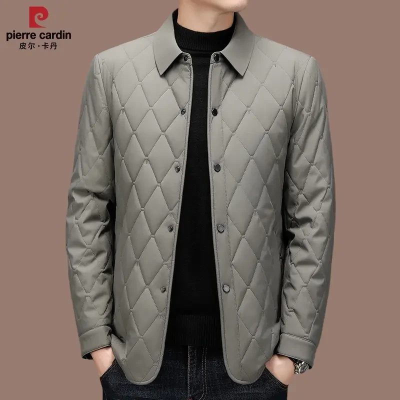 【皮尔卡丹】新款桑蚕丝挺括版高档男士商务轻便型棉服保暖翻领外套