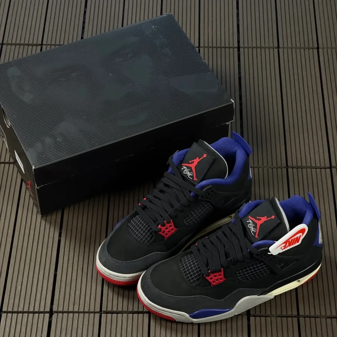 NIKE Air Jordan 4 男款 黑红 中帮休闲运动篮球鞋 FV5029-003