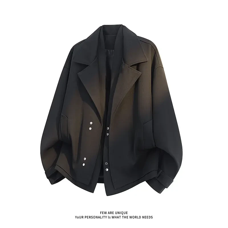 2025新款假两件西服外套男士春季潮流设计感韩版西装夹克休闲上衣