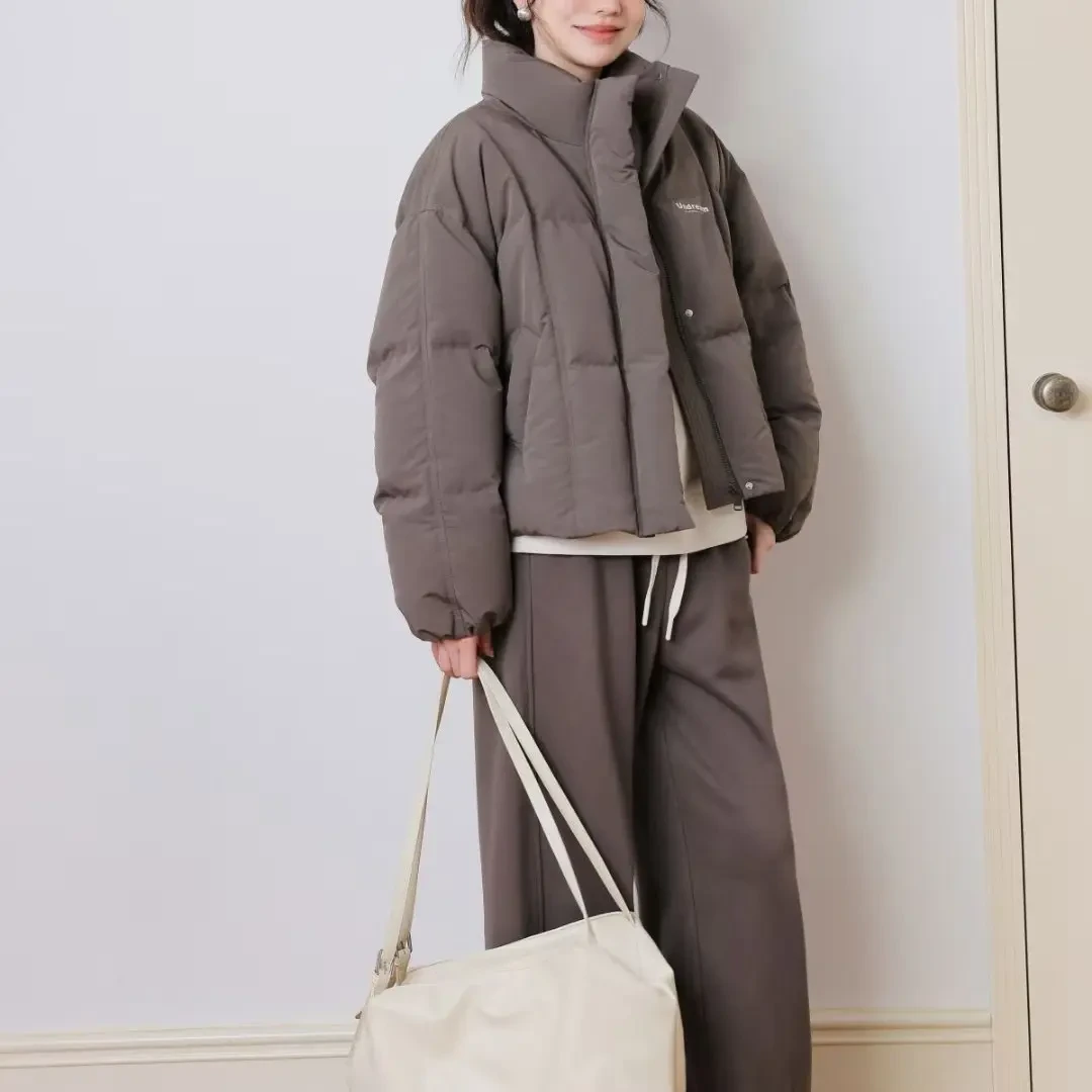 柚丁落肩袖厚款短款女加厚立领秋冬系列羽绒服