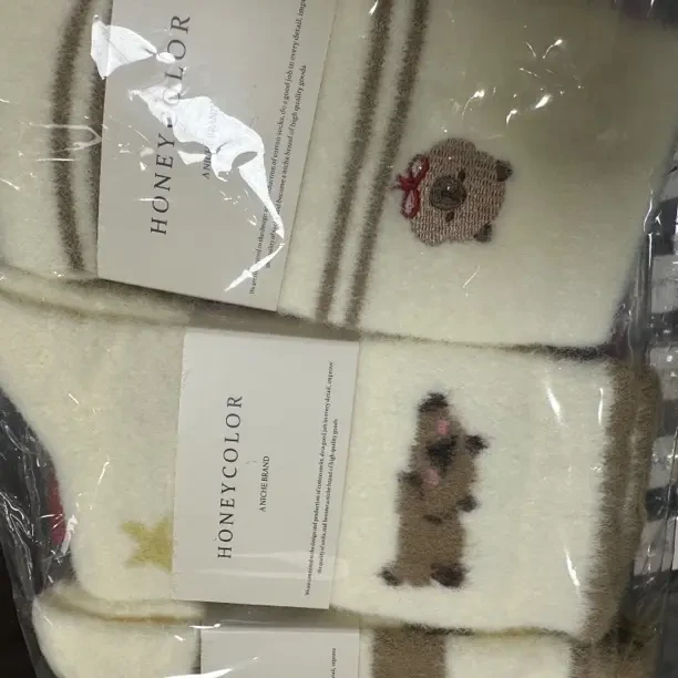 加厚保暖中筒毛绒袜子女秋冬季家居地板睡眠长袜5双