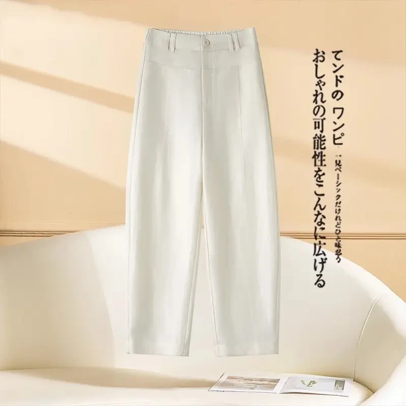 麻本色天丝亚麻弯刀裤女2025夏季新款薄款冰丝香蕉裤休闲女裤子夏