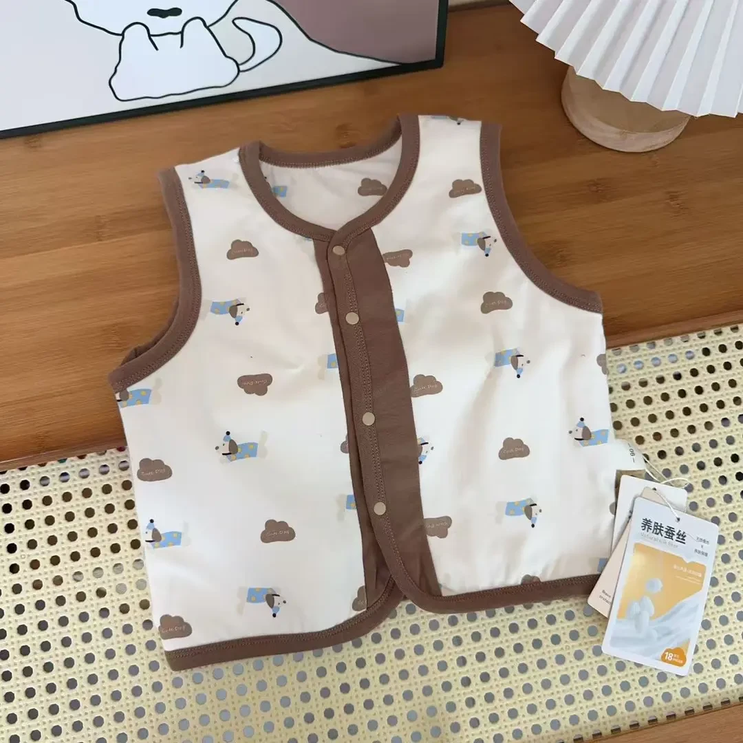 高品质儿童双层蚕丝纯棉表羊绒里马甲（实物以直播间讲解为准）
