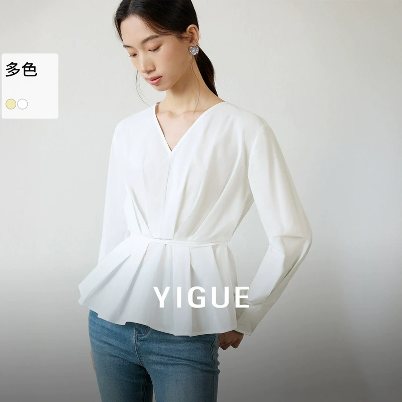 亦谷纯棉白衬衫女装2025春季新款爆款独特别致高级感上衣G5CAS451