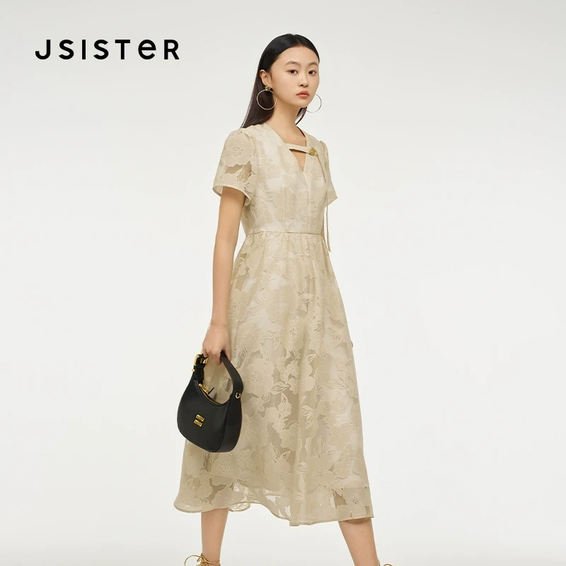 jsister 夏装新款 JS女装流行碎花收腰连衣裙 S423111375