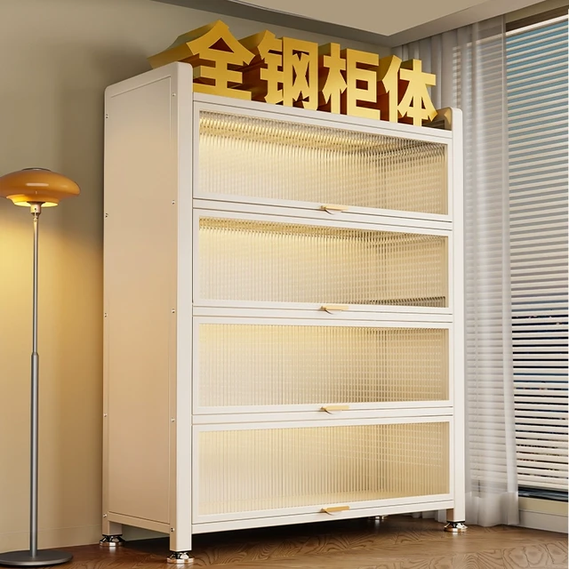 钢制书柜带门儿童书架防尘储物柜家用展示柜卧室落地置物架收纳柜