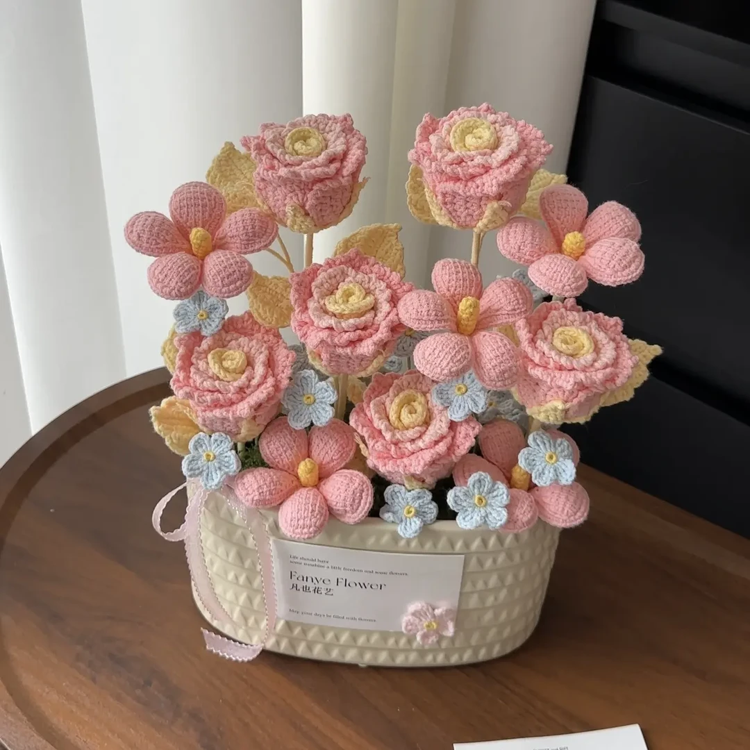 奶油日光｜手工钩织玫瑰毛线花情人节送女友生日礼物装饰品送闺蜜