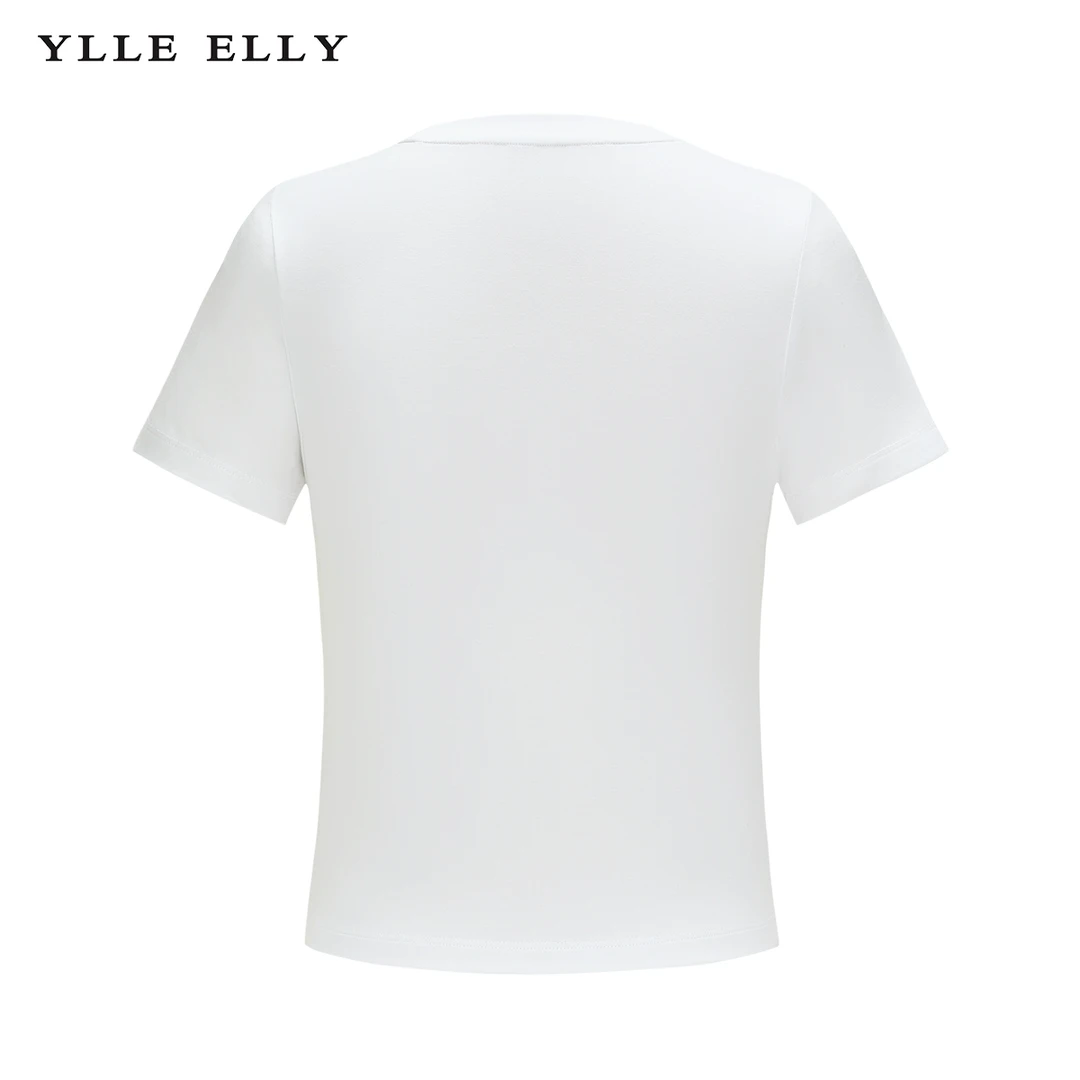 【商场同款】YLLE ELLY纯色T恤2024春新款百搭棉质莫代尔短袖女