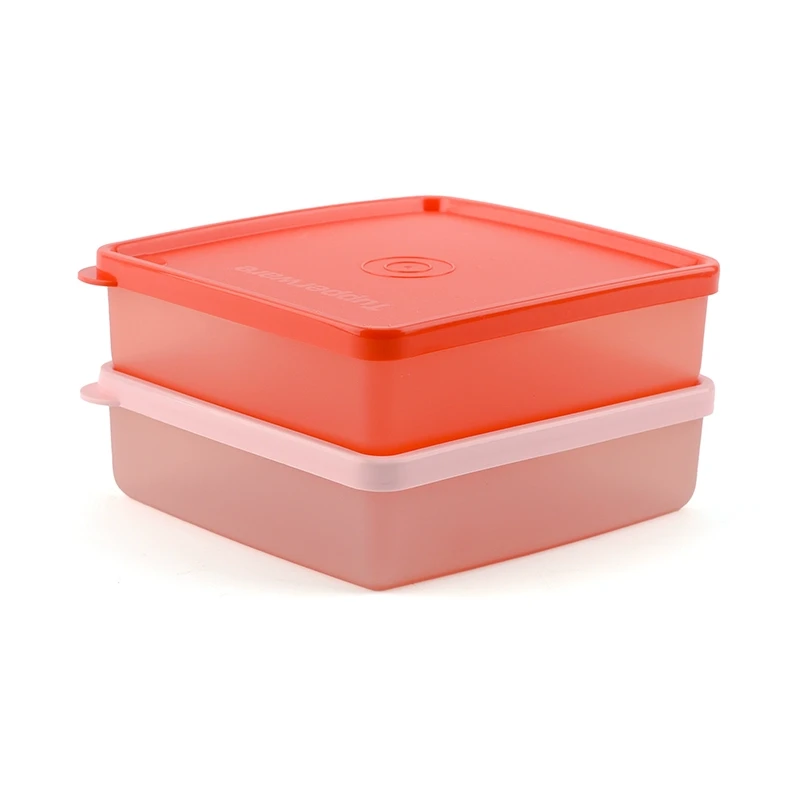 特百惠 400ml便携多用密封保鲜盒 冰箱冷藏收纳储藏盒 方形零食盒