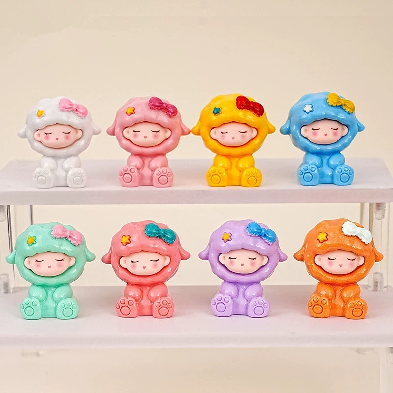 【直播拆】新款坐姿小羊Diy树脂微景实色立体可爱diy创意摆件饰品