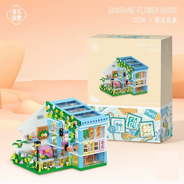 唯乐创想中国积木迷你小颗粒拼插积木益智玩具安妮的画室送灯光14