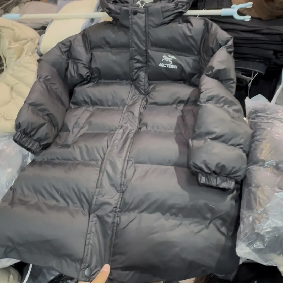 冬季新款长款棉衣加厚防风保暖连帽外套男女款黑色