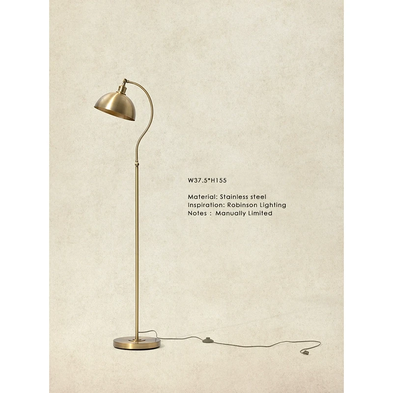 若奈 纽约设计展品“侍童灯”美式经典黄金拉丝大落地灯可调节