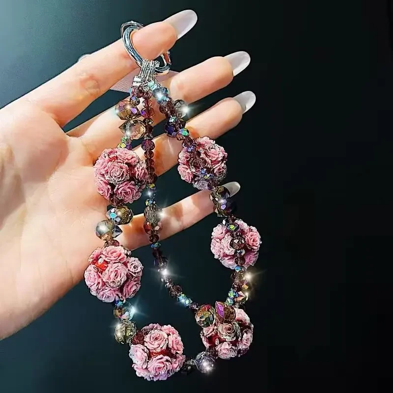 感光变玫瑰花手机挂链绳小众设计女款精致高级感时尚个性装饰配饰