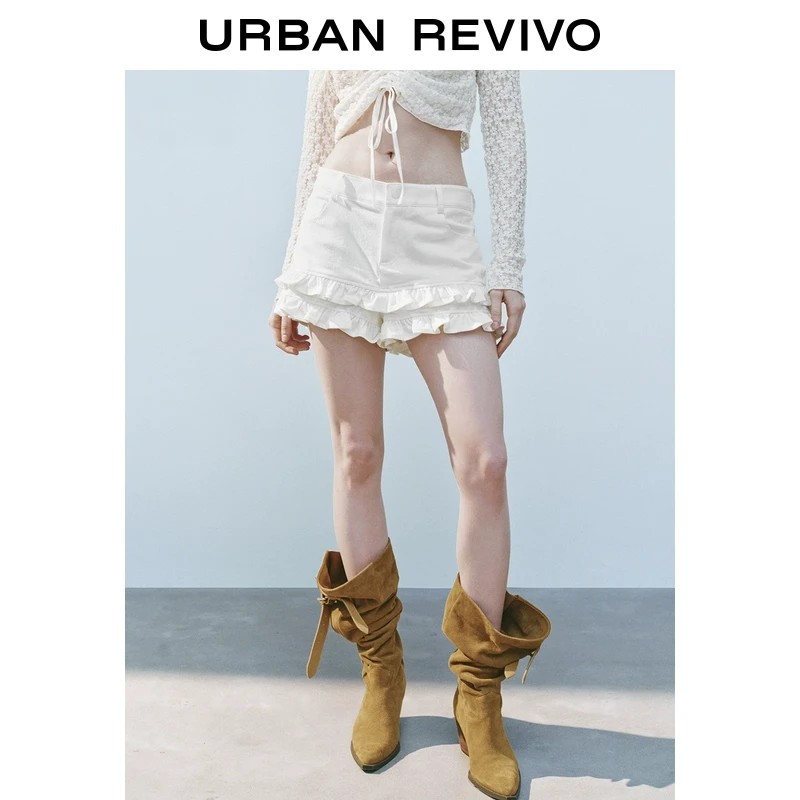 UR2025夏季新款女装时尚休闲双层花边裙裤造型短裤UYL650026