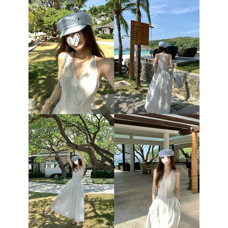 【小雪】春日特惠2025春蕾丝拼接法式脖连衣裙气质百搭显瘦针织开衫