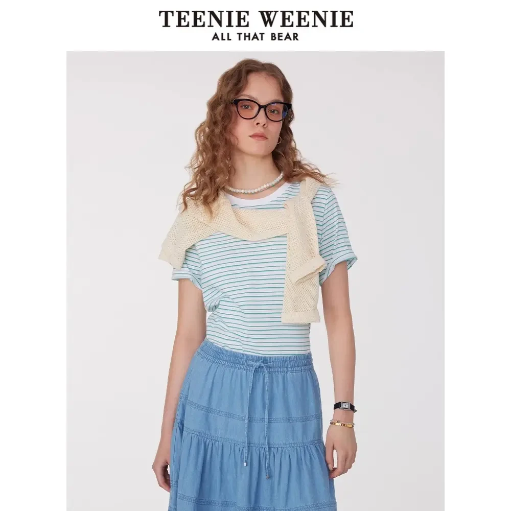 TeenieWeenie小熊女T恤25简约休闲活力条纹圆领短袖女TTRS252511T