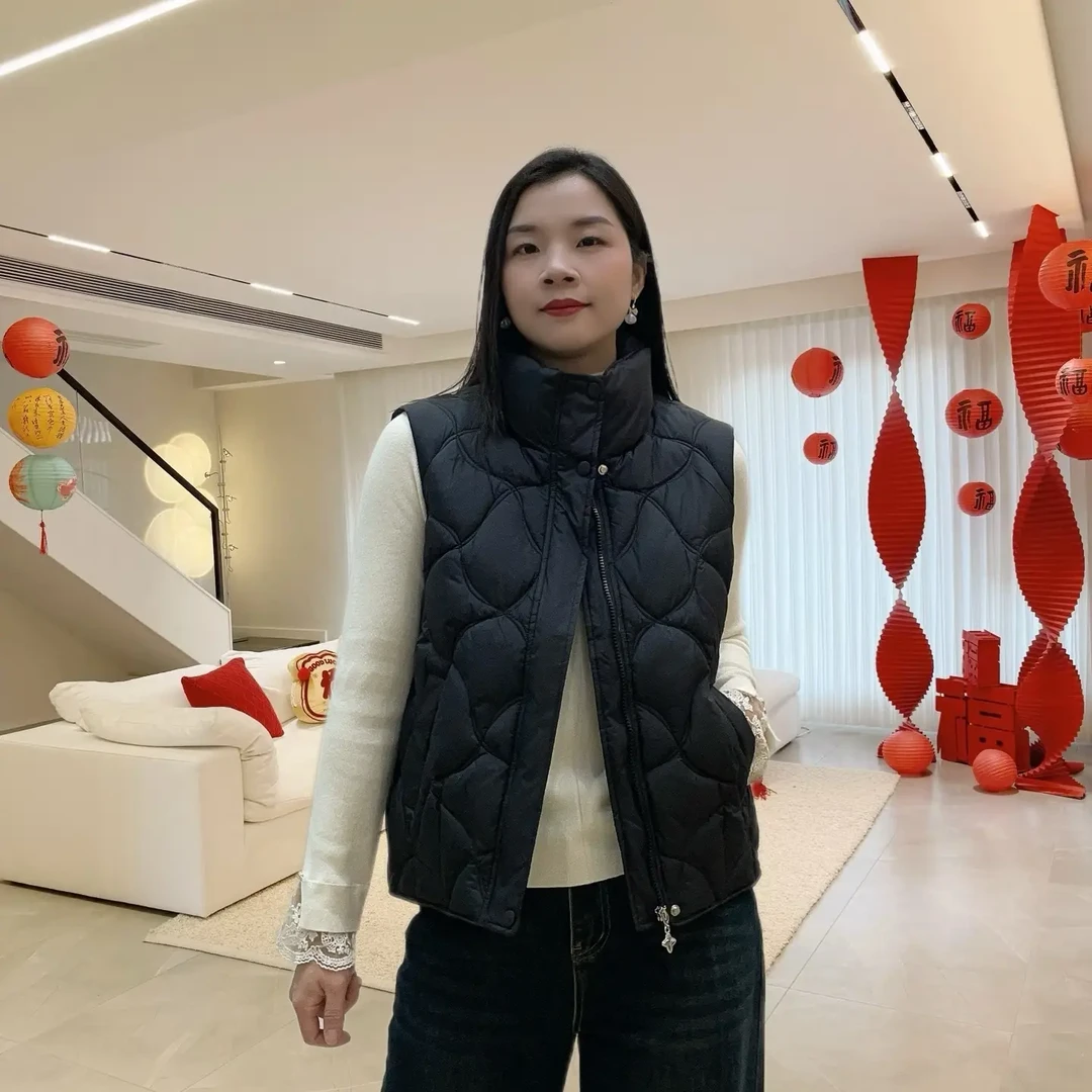 海百合秋冬新款女士轻薄短款立领棉衣马甲632