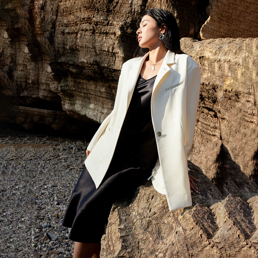 【折扣款】PLUSMALLGentle 智性西装醋酸混纺老钱风西装PPPP2501013