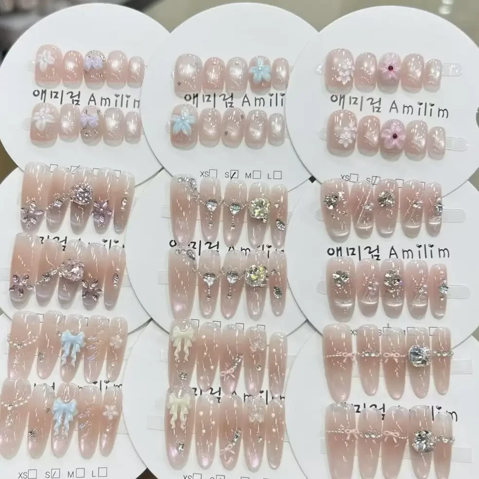 花漫九州夏日纯手工穿戴甲短中长款精致指甲贴片高级感美甲