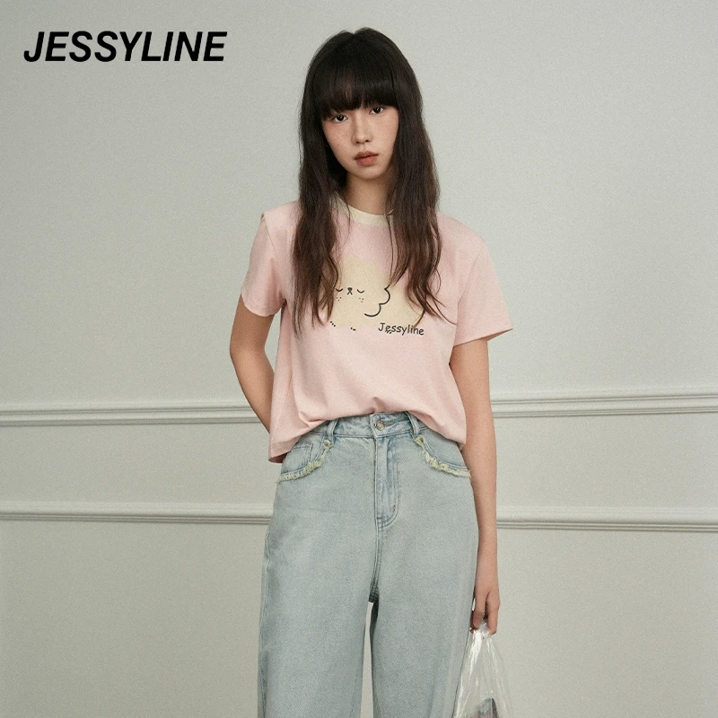 jessyline夏季新款 杰茜莱粉色卡通短袖T恤女 425101531