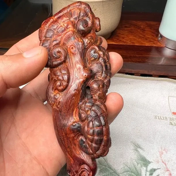 海南花梨公三亚南岛料精雕如意手把