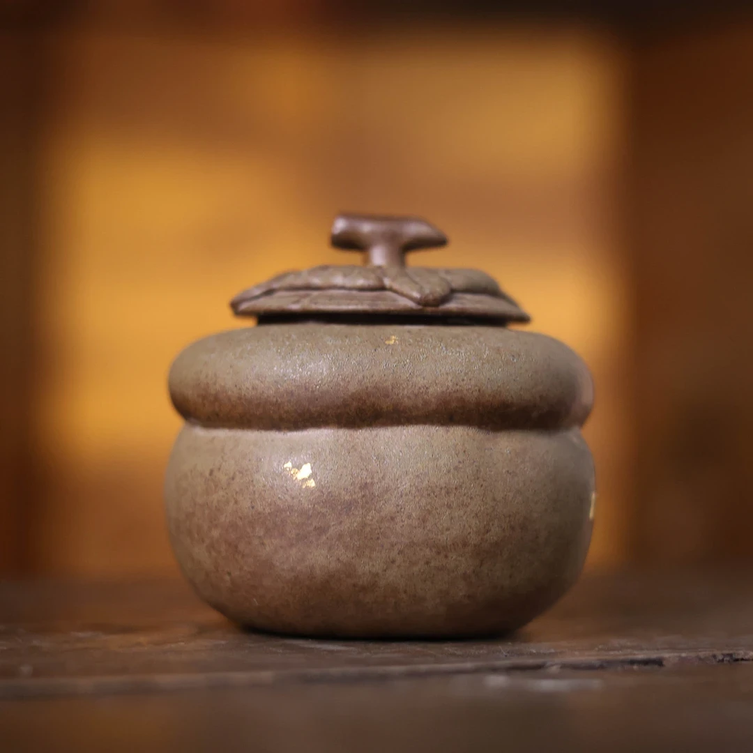 【静姐小院】洒金青苔绿柿子茶叶罐（灰念0504）