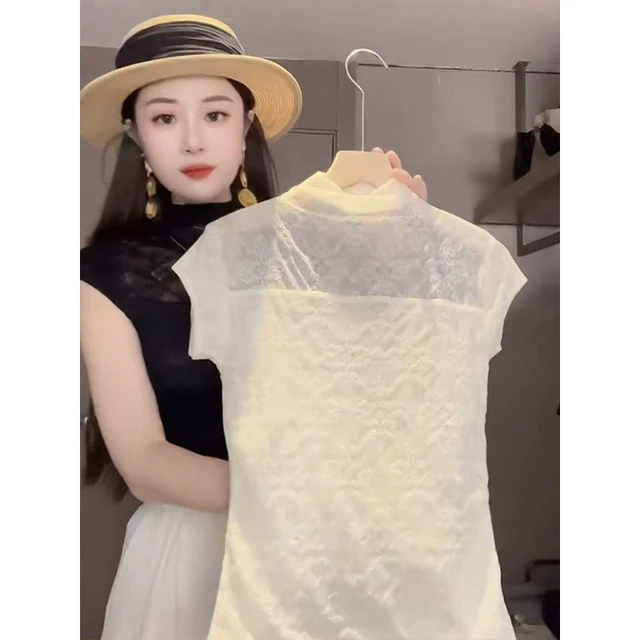 2025夏季新款欧货时尚设计感打底衫洋气圆领半袖T恤修身内搭上衣