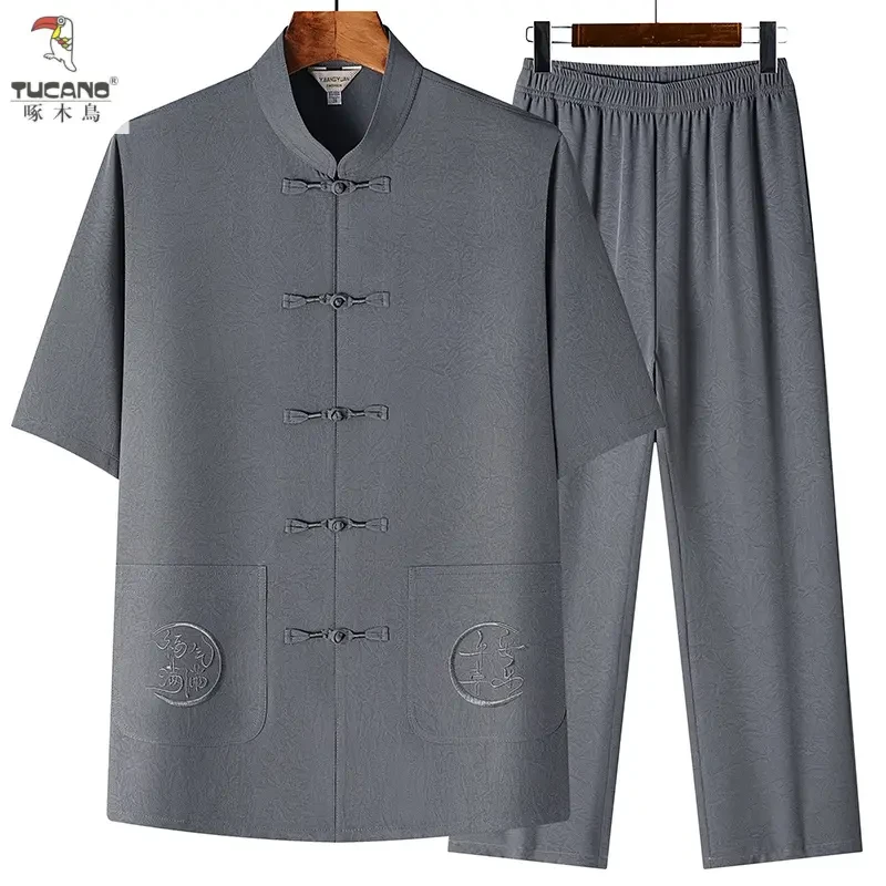 TUCANO/啄木鳥汉服宽松短袖夏季爷爷中国风爸爸中老年绅士休闲聚