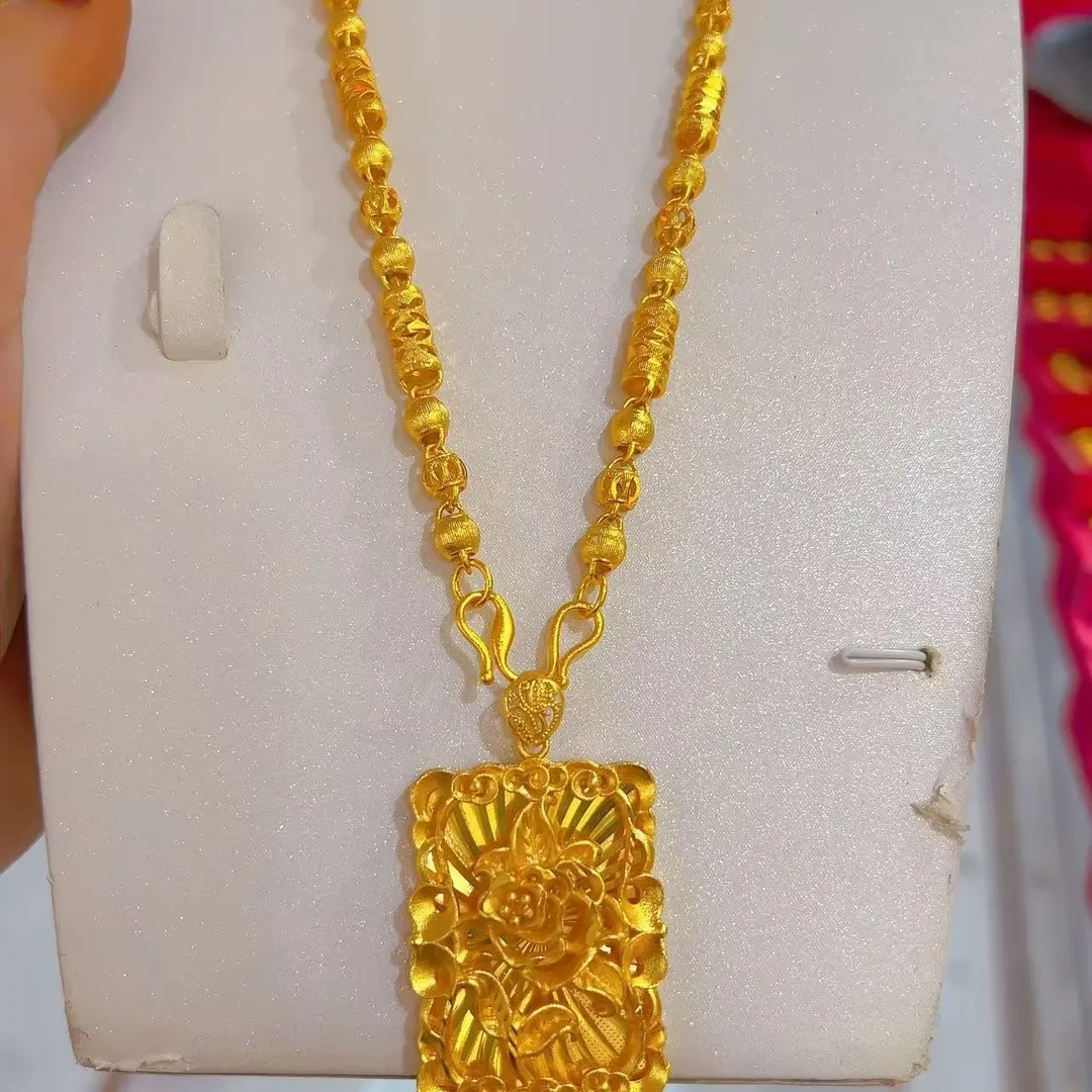 铜合金项链 时尚首饰气质金色素款百搭饰品轻奢女士精美