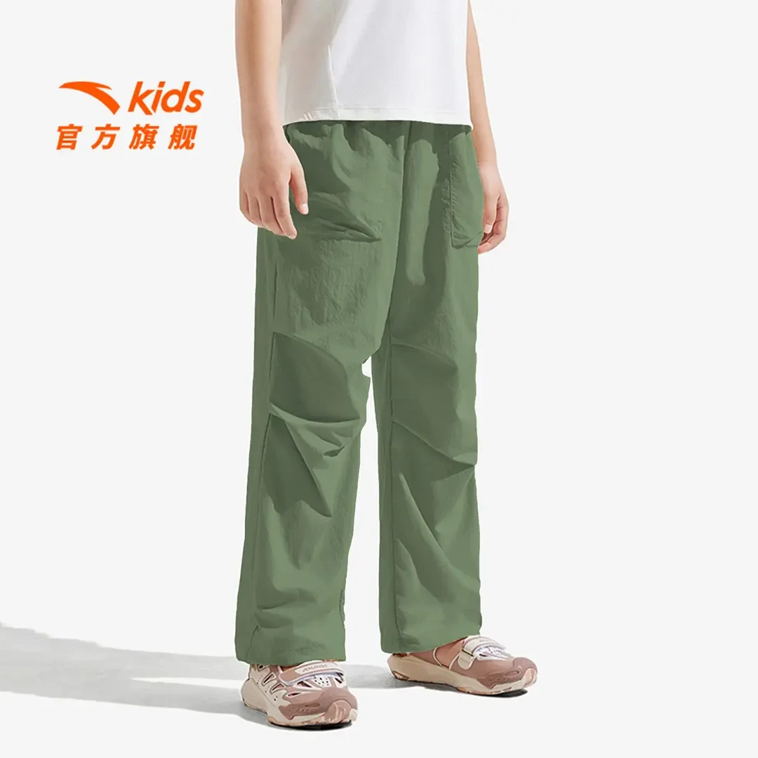 安踏儿童男大童2025年新款梭织运动长裤柔软亲肤透气夏A72526507