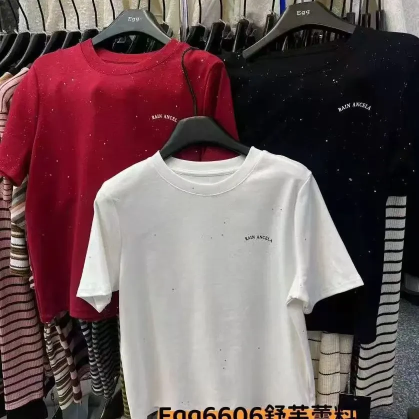 流光风时尚满天星撞色短袖T恤夏季女款百搭显瘦