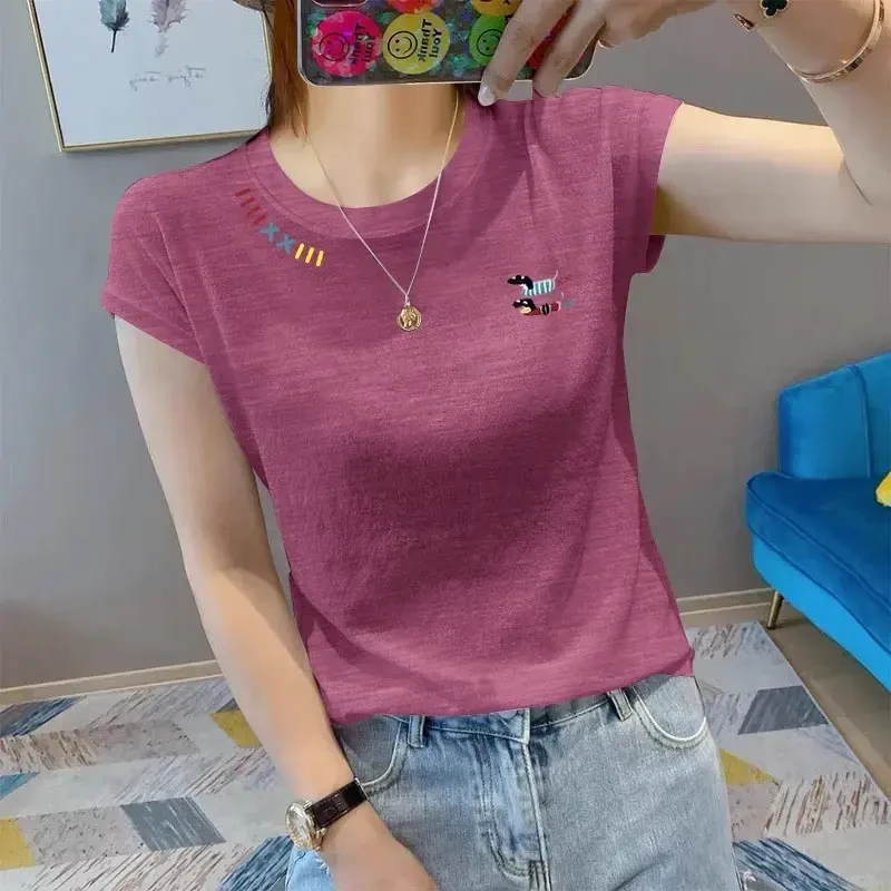 宽松显瘦竹节棉飞飞袖T恤女夏季新款设计感独特印花小飞袖上衣服