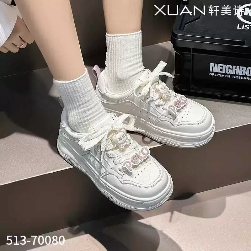 513-70080轩美诗小白鞋2025早春新款爆款厚底轻便休闲百搭单鞋女