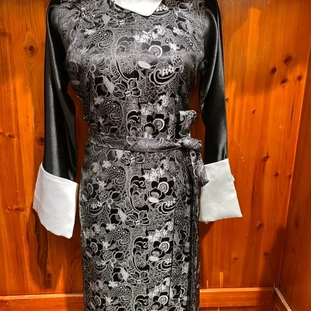 春夏薄款高级缎面提花藏族民族风西藏服博拉裙