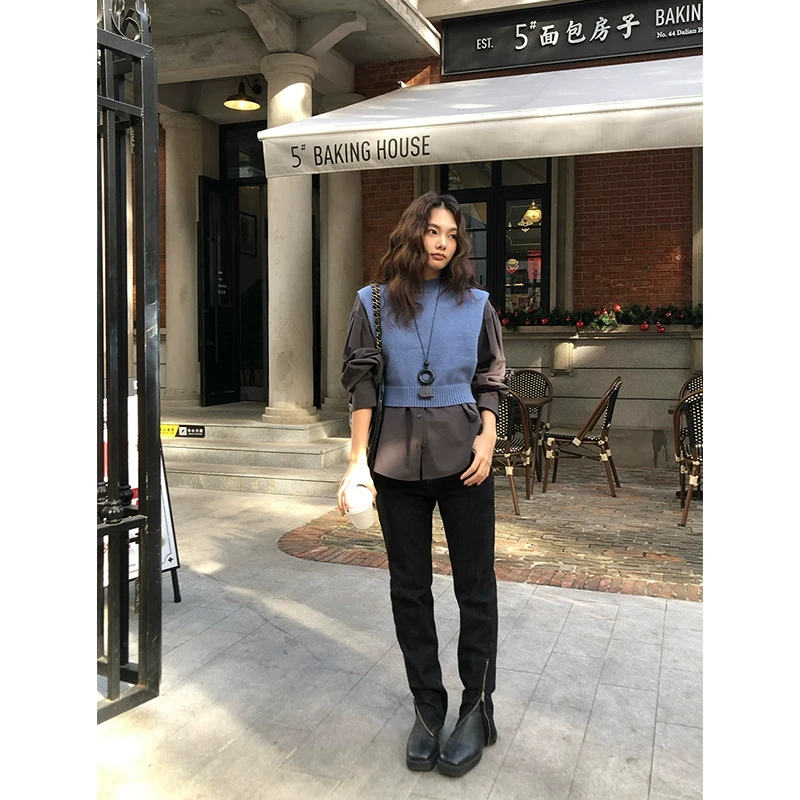 【3折断码 闭店福利】酵洗定制加绒保暖弹力黑色裤脚拉链牛仔裤